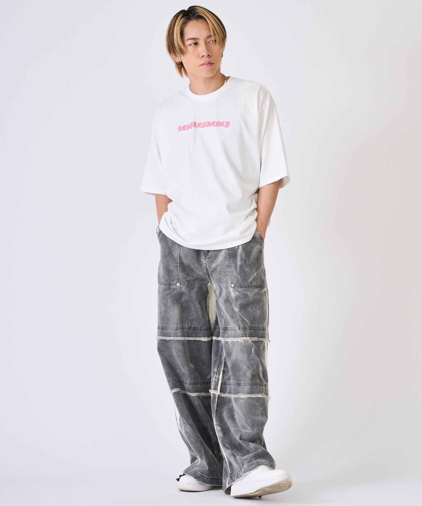 発泡プリントクロス半袖Tee