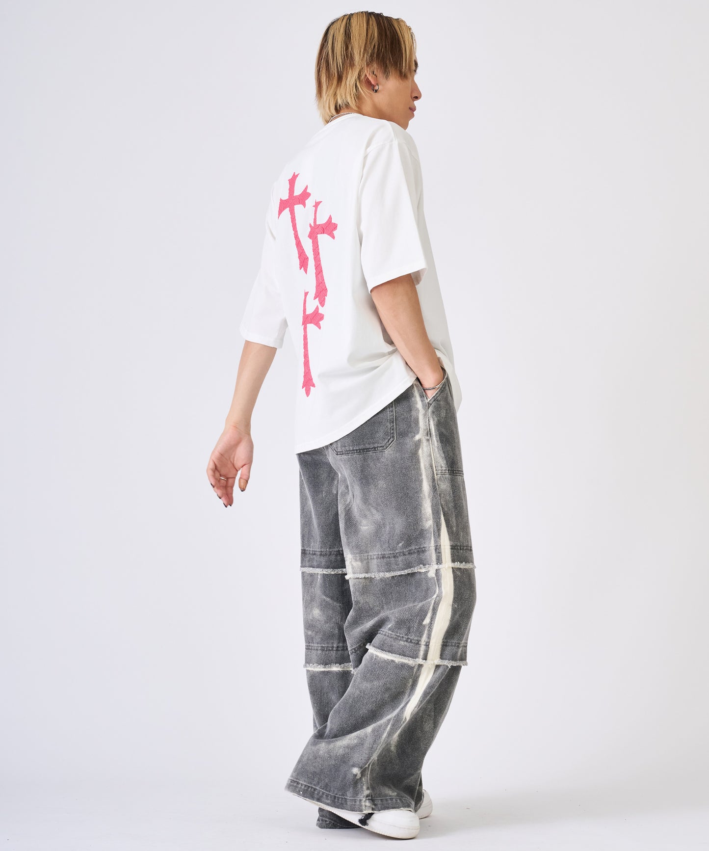 発泡プリントクロス半袖Tee