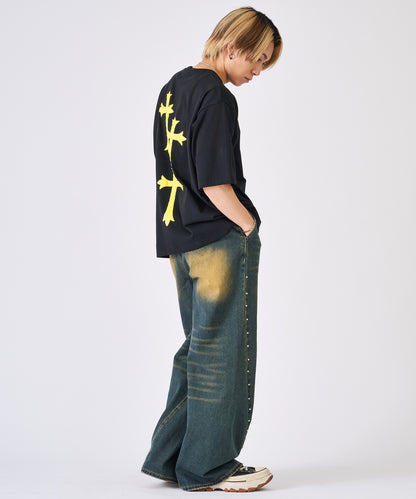 発泡プリントクロス半袖Tee