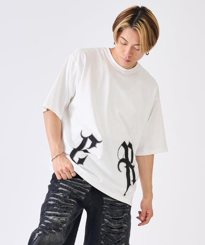アップリケラインストーン半袖Tee