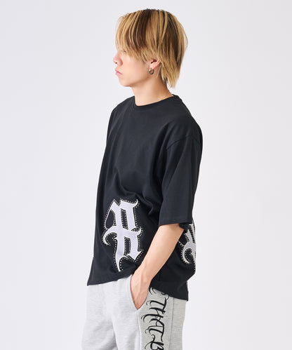 アップリケラインストーン半袖Tee