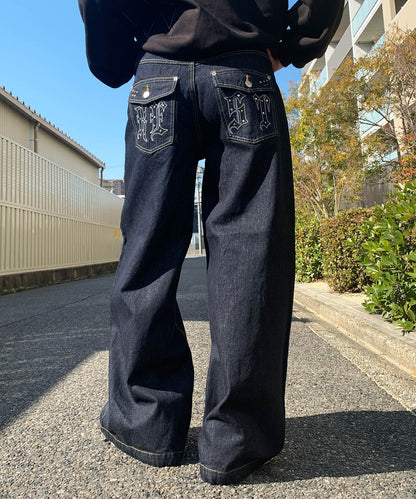デザインポケットデニムパンツ