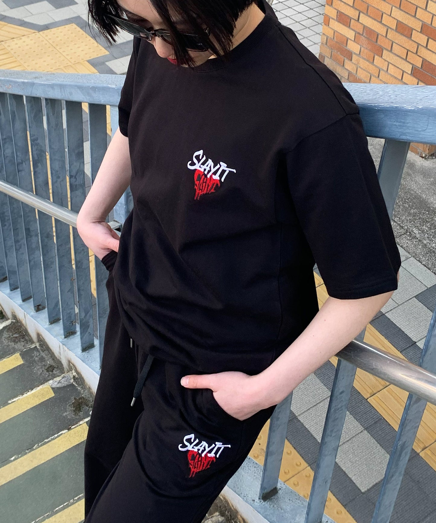 ハートワンポイントロゴ刺繍セットアップ