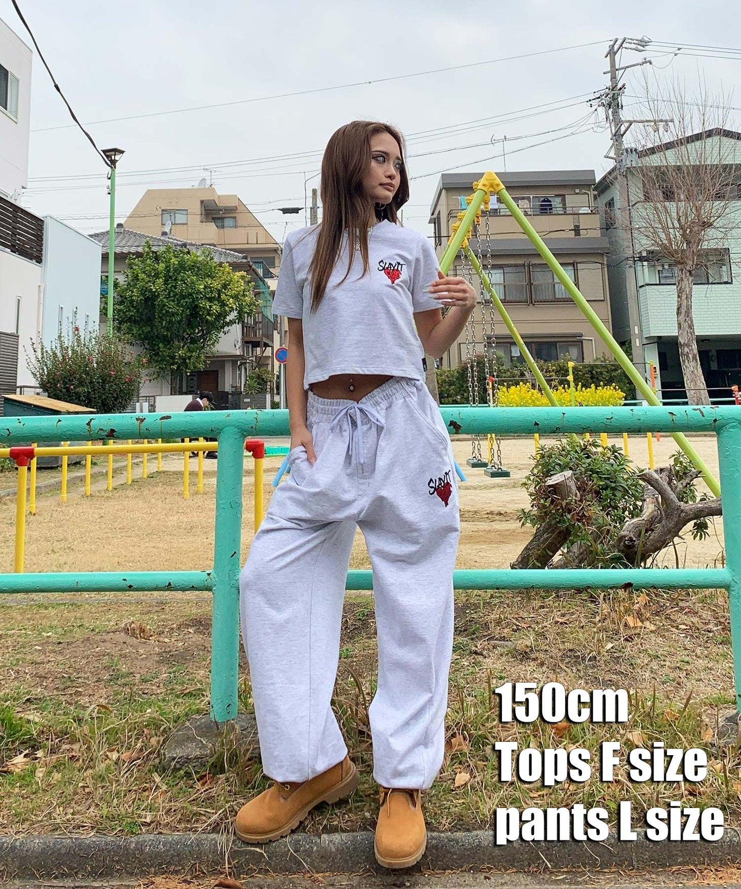 ハートワンポイントロゴ刺繍セットアップ