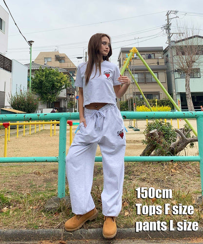 ハートワンポイントロゴ刺繍セットアップ