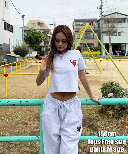 ハートワンポイントロゴ刺繍セットアップ