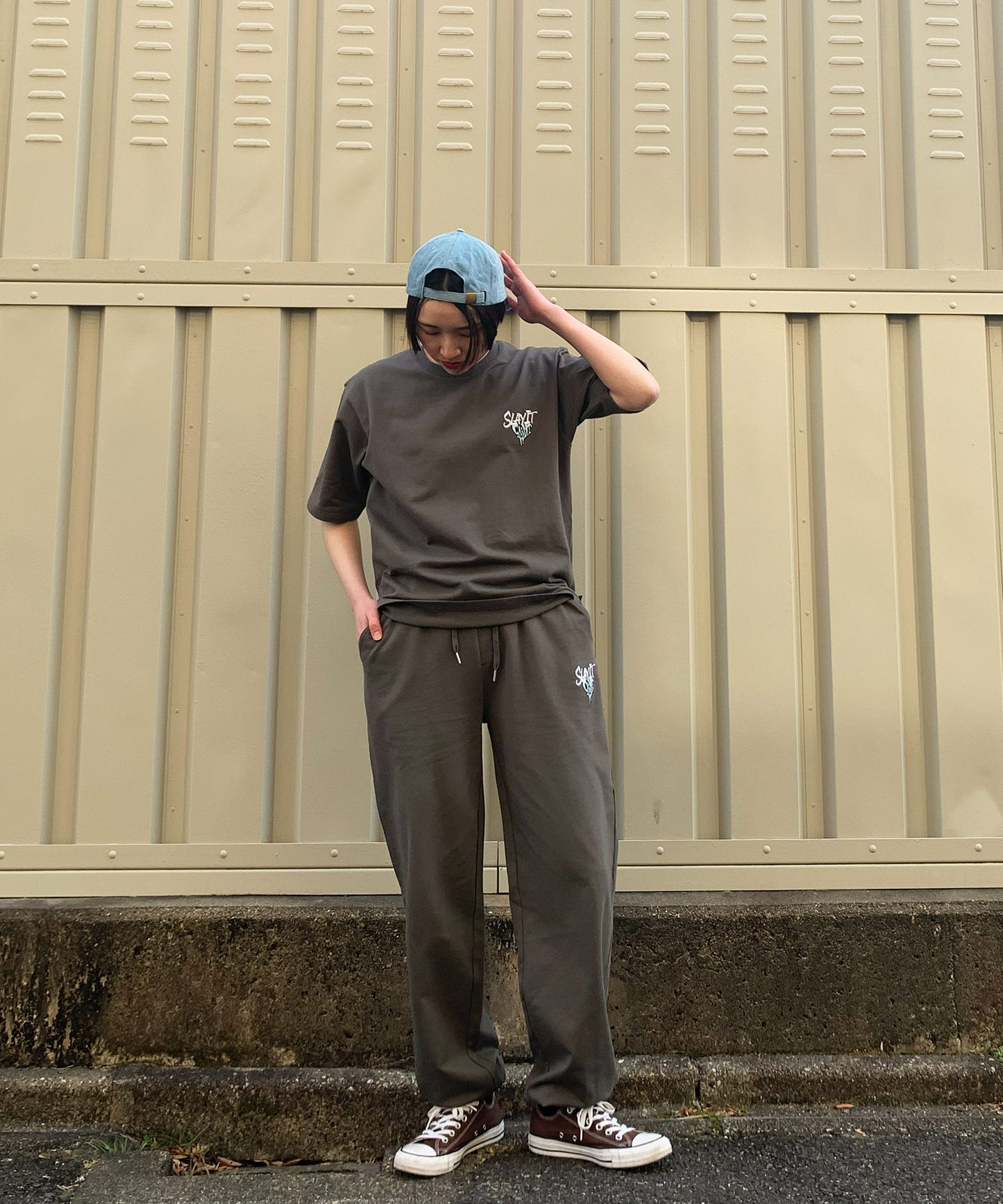 ハートワンポイントロゴ刺繍セットアップ