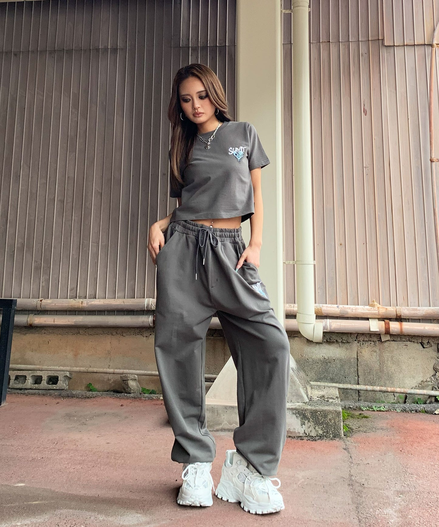 ハートワンポイントロゴ刺繍セットアップ