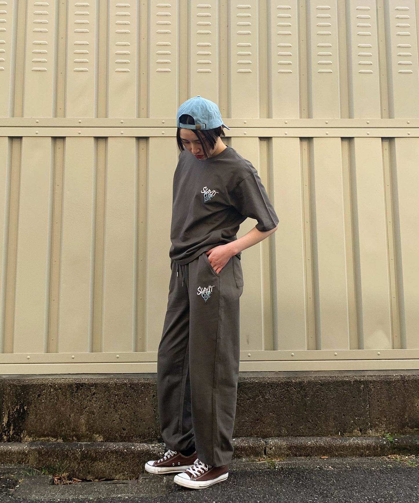 ハートワンポイントロゴ刺繍セットアップ