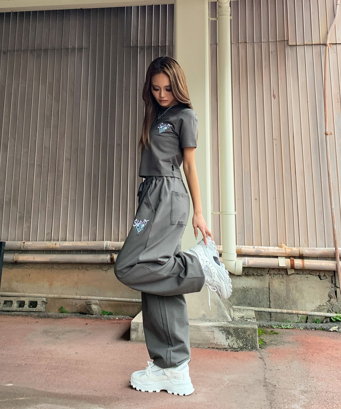 ハートワンポイントロゴ刺繍セットアップ