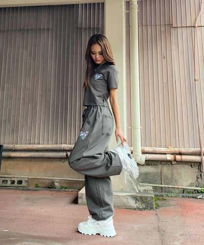 ハートワンポイントロゴ刺繍セットアップ