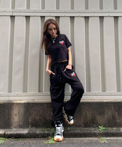 ハートワンポイントロゴ刺繍セットアップ