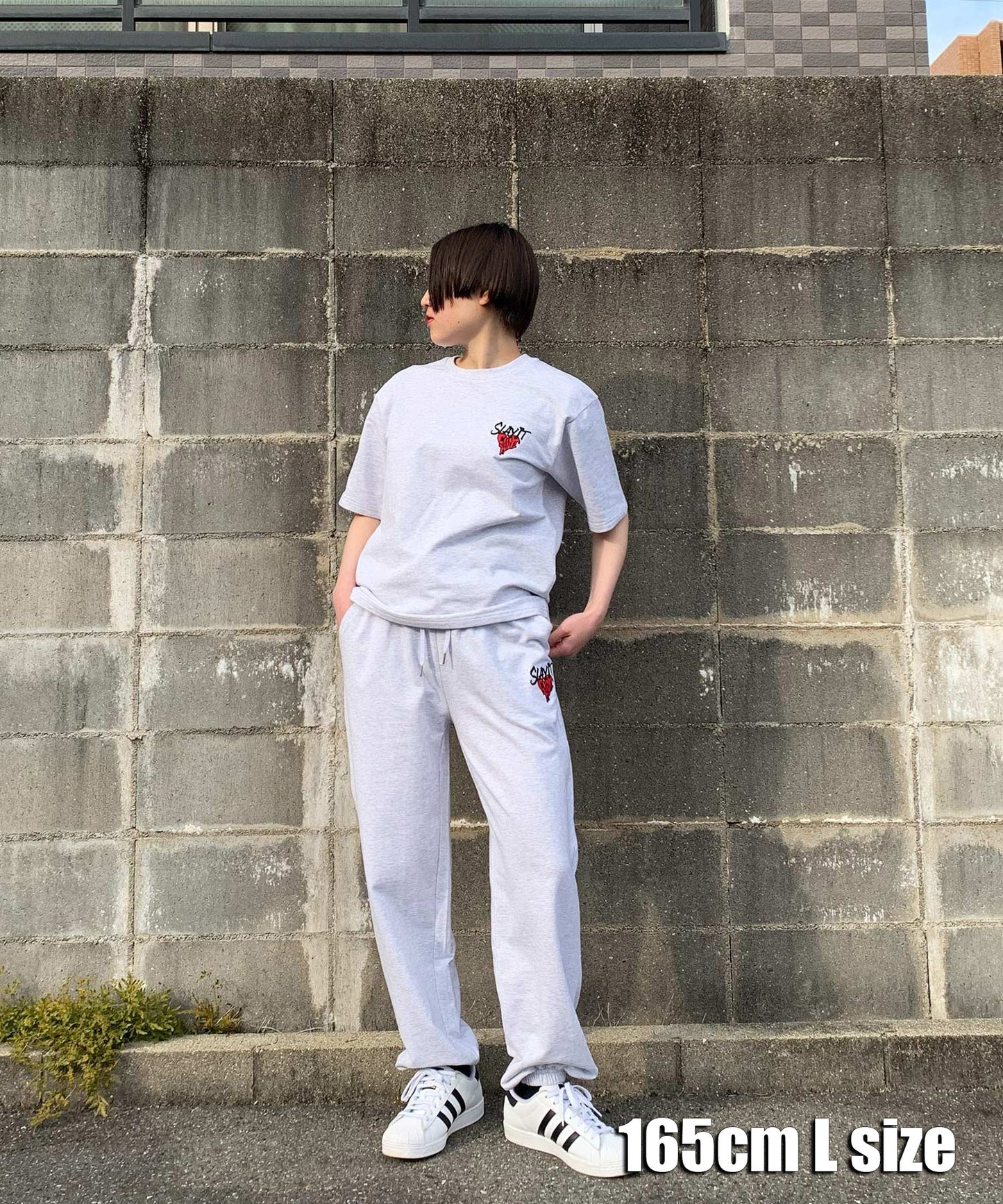 ハートワンポイントロゴ刺繍セットアップ