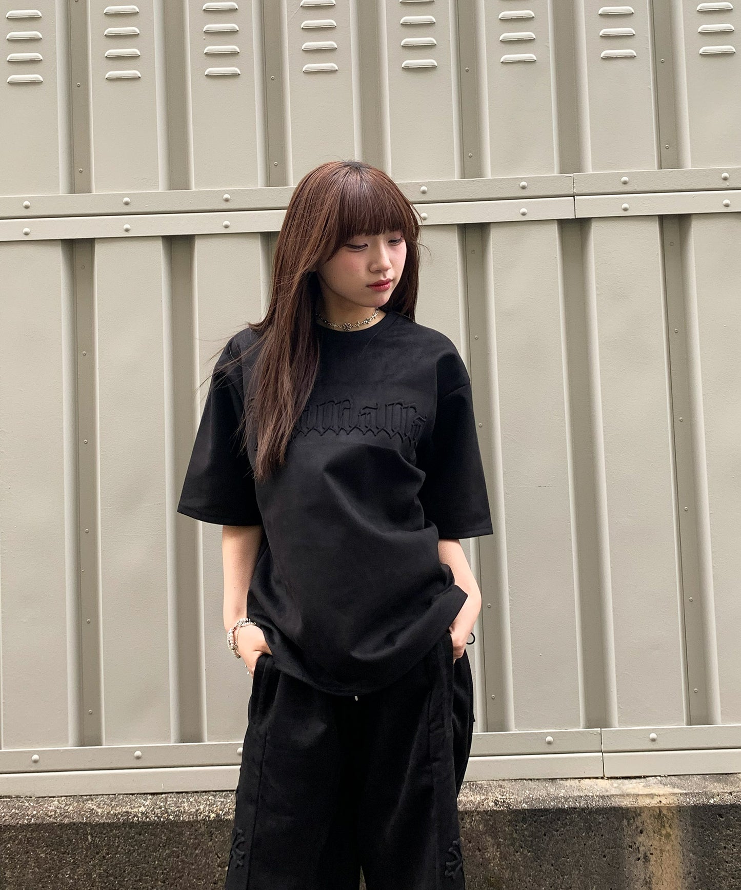 カットスエード　クロスエンボス半袖セットアップ