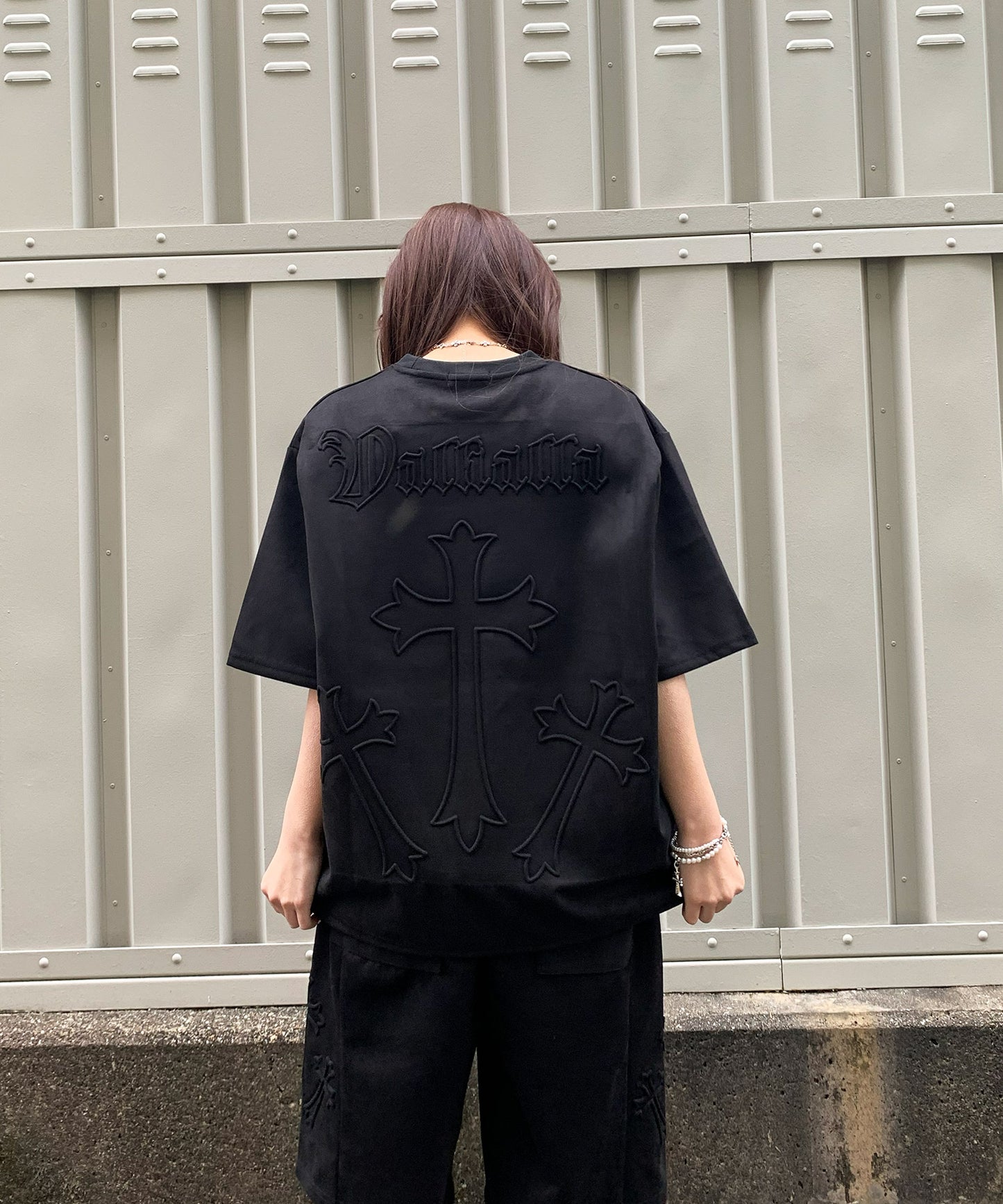 カットスエード　クロスエンボス半袖セットアップ