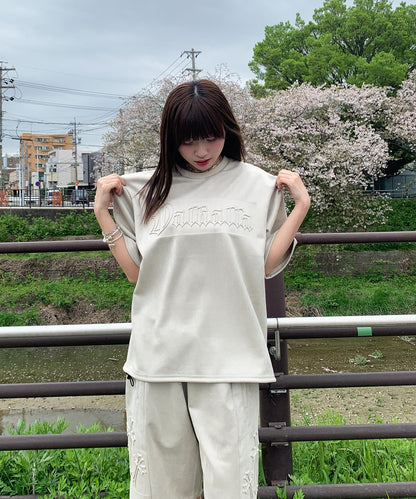 カットスエード　クロスエンボス半袖セットアップ