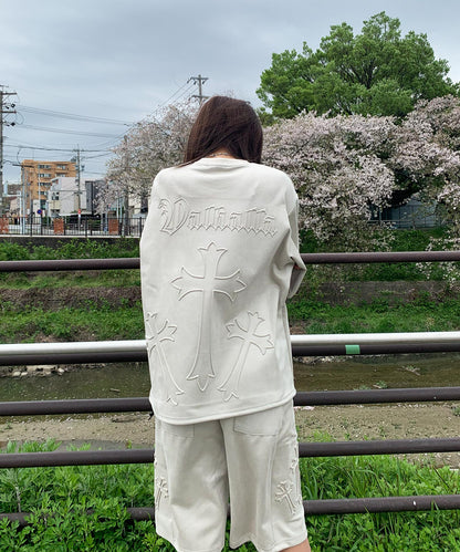 カットスエード　クロスエンボス半袖セットアップ