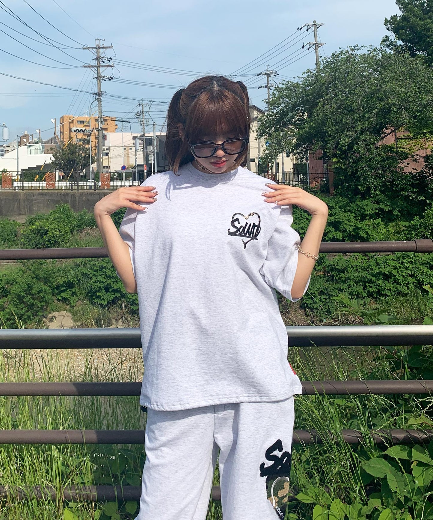 ハートサガラ刺繍半袖Tee