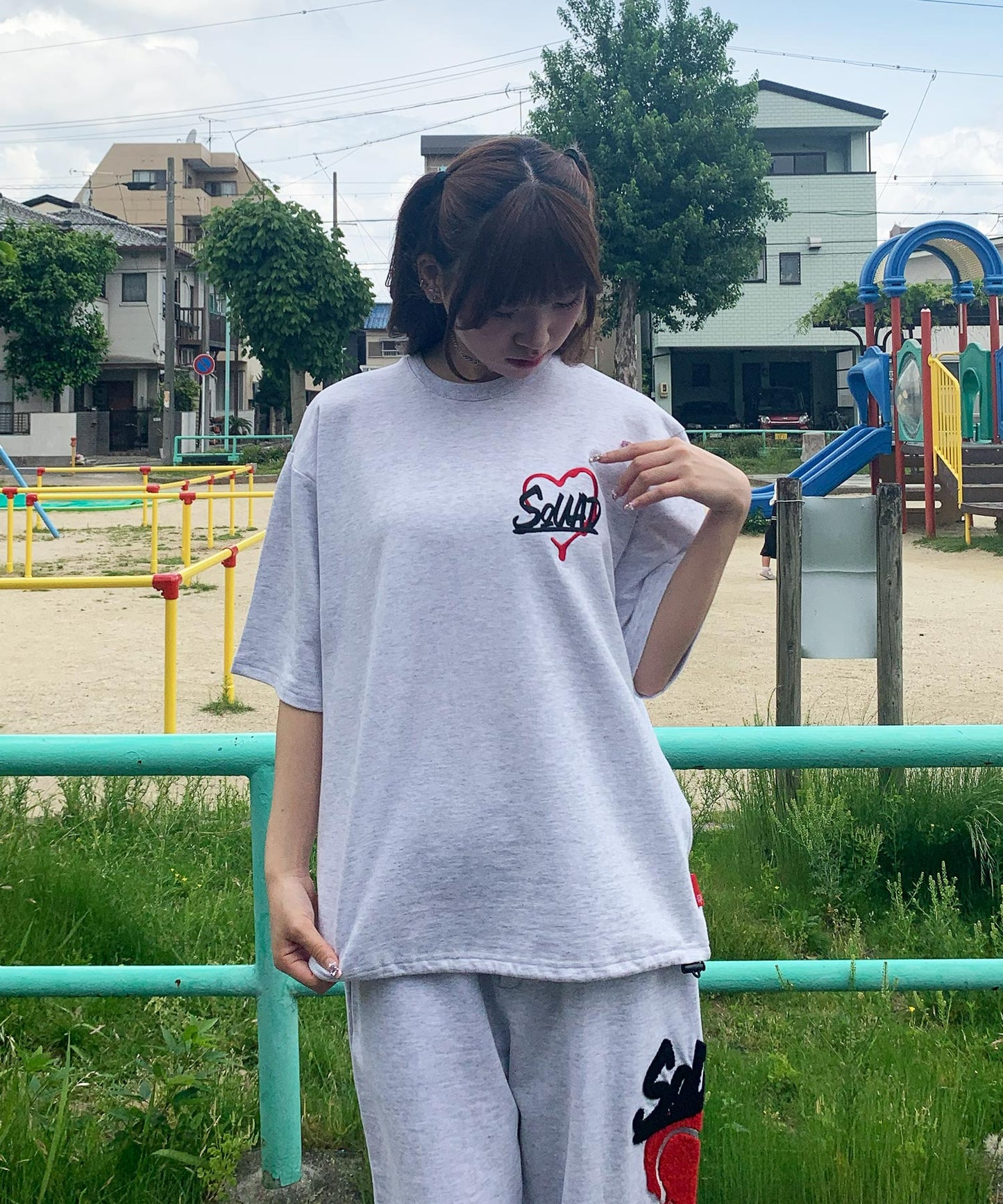 ハートサガラ刺繍半袖Tee