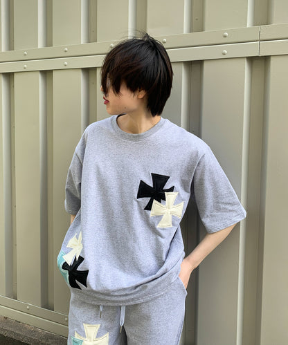 アイアンクロスPUアップリケ半袖Tシャツ