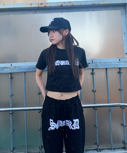 グリッターラメサガラ刺繍半袖Tシャツ