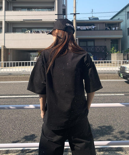 グリッターラメサガラ刺繍半袖Tシャツ