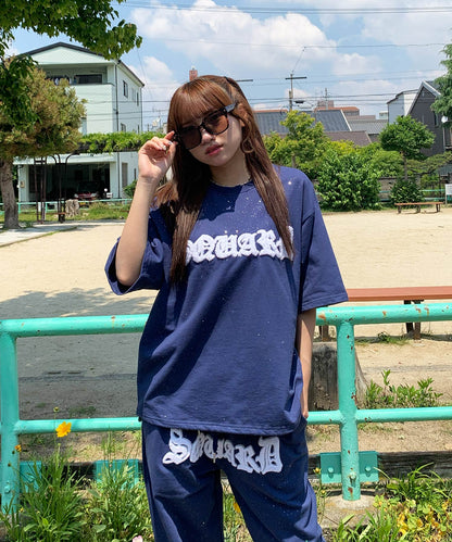 グリッターラメサガラ刺繍半袖Tシャツ