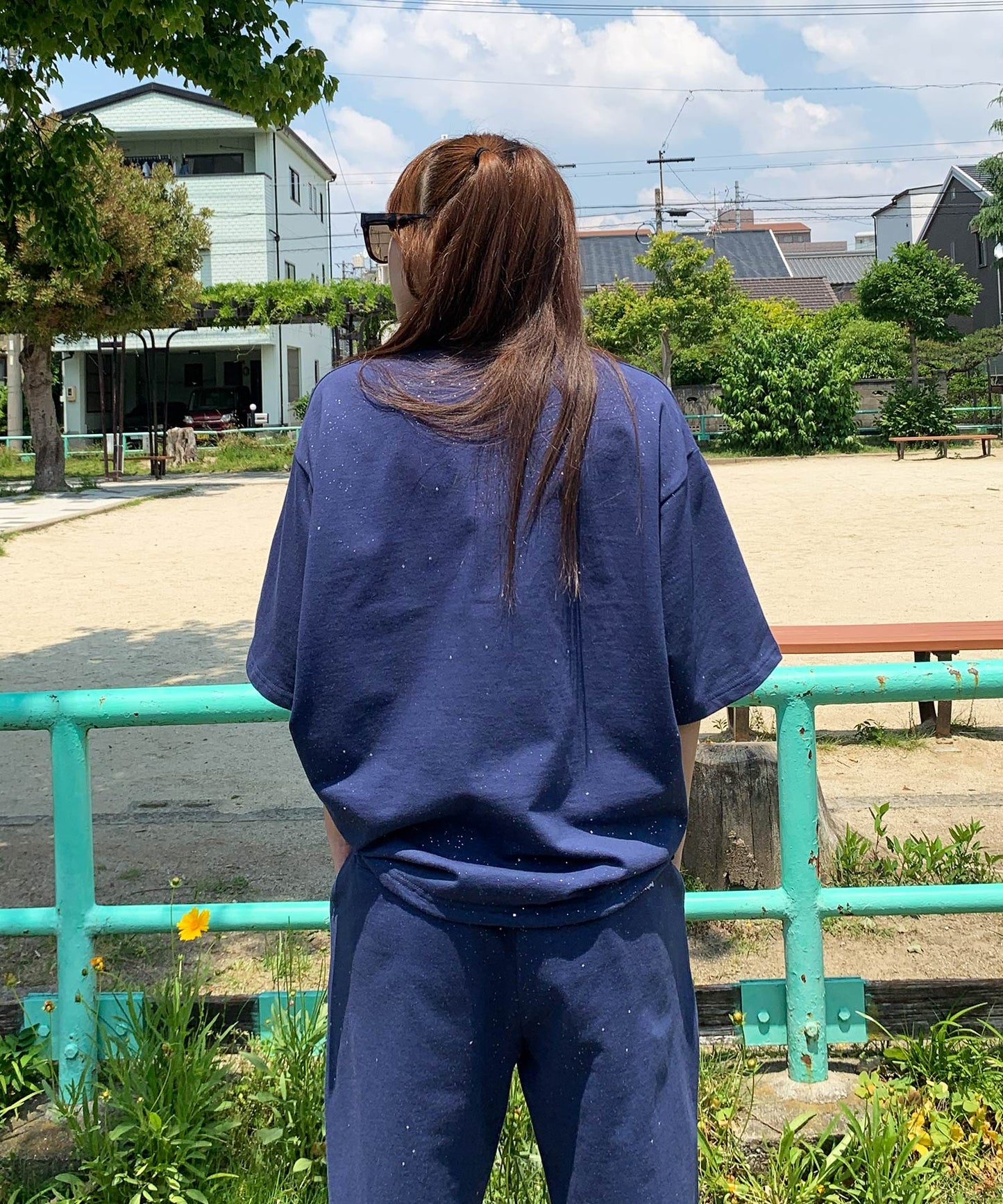 グリッターラメサガラ刺繍半袖Tシャツ
