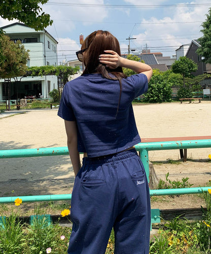 グリッターラメサガラ刺繍半袖Tシャツ
