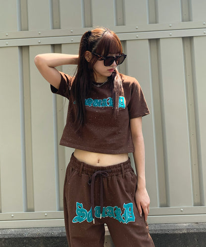 グリッターラメサガラ刺繍半袖Tシャツ