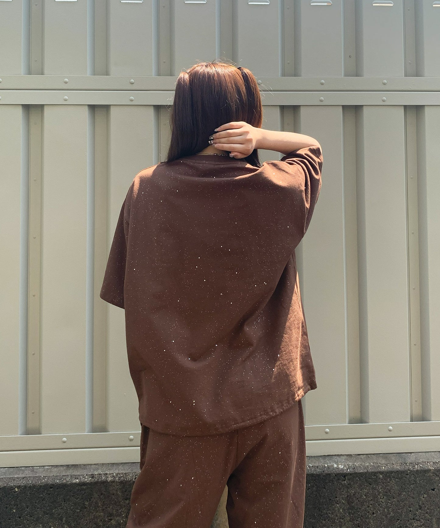 グリッターラメサガラ刺繍半袖Tシャツ