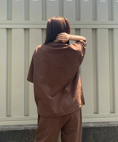 グリッターラメサガラ刺繍半袖Tシャツ