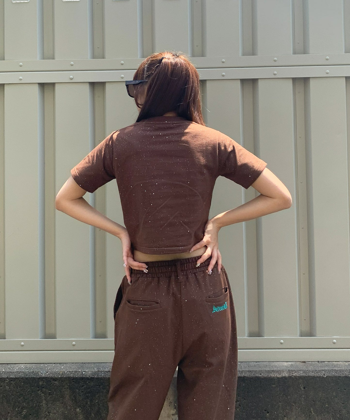 グリッターラメサガラ刺繍半袖Tシャツ
