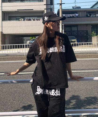 グリッターラメサガラ刺繍半袖Tシャツ
