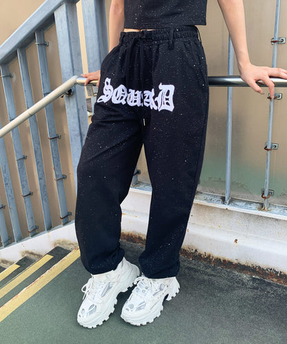 グリッターラメサガラ刺繍スウェットパンツ