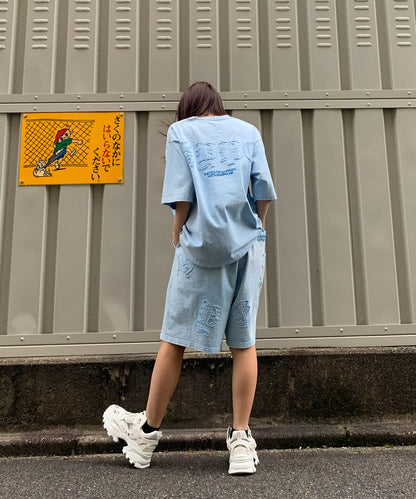 硫化天竺　ロゴアップリケ刺繍セットアップ