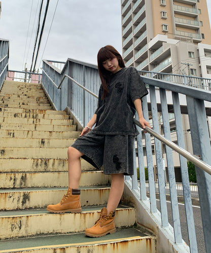 硫化天竺　ロゴアップリケ刺繍セットアップ