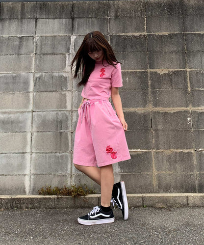 硫化天竺　ロゴアップリケ刺繍セットアップ