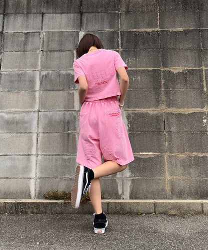 硫化天竺　ロゴアップリケ刺繍セットアップ