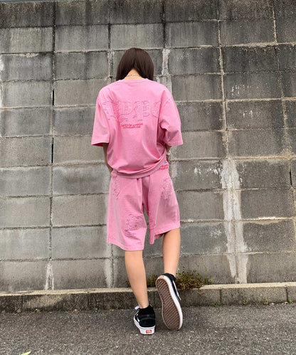 硫化天竺　ロゴアップリケ刺繍セットアップ