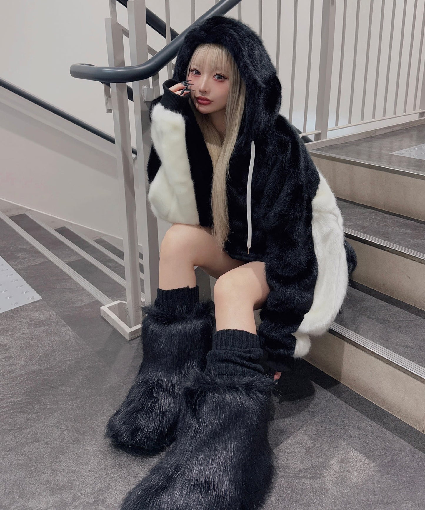 ビッグファーパーカーブルゾン