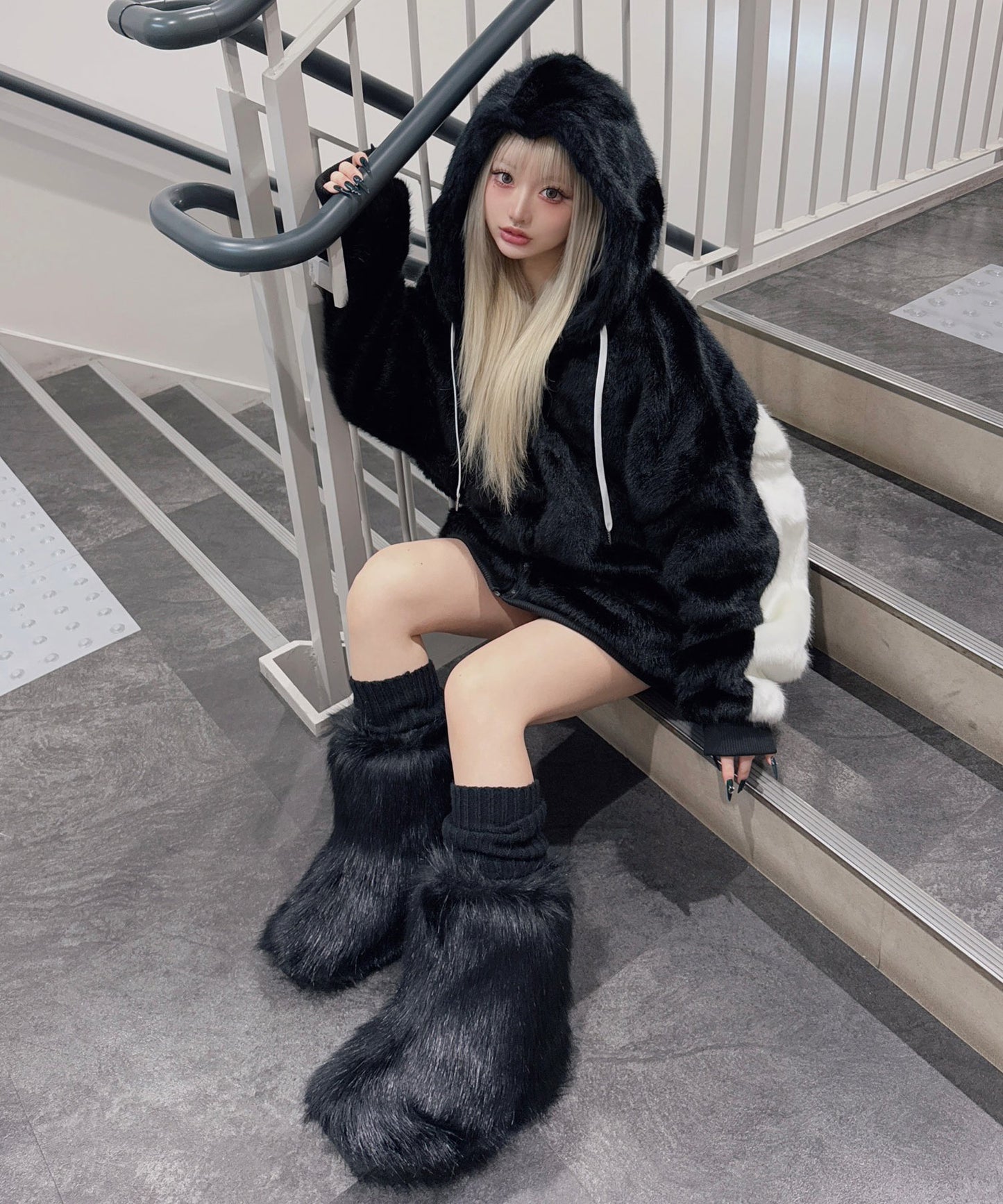 ビッグファーパーカーブルゾン