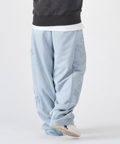 スエードエンボスワイドパンツ