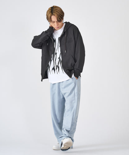 スエードエンボスワイドパンツ