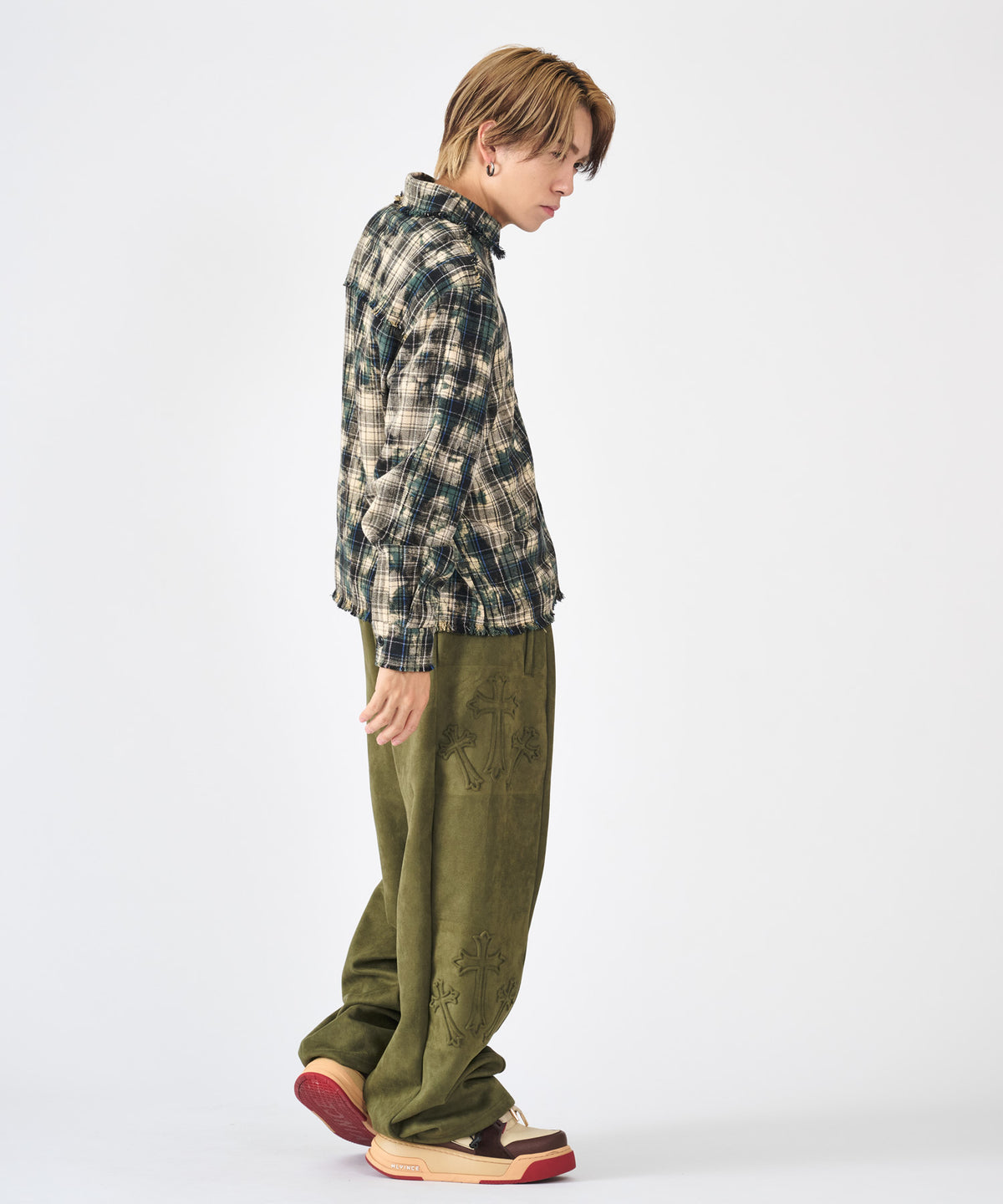 スエードエンボスワイドパンツ