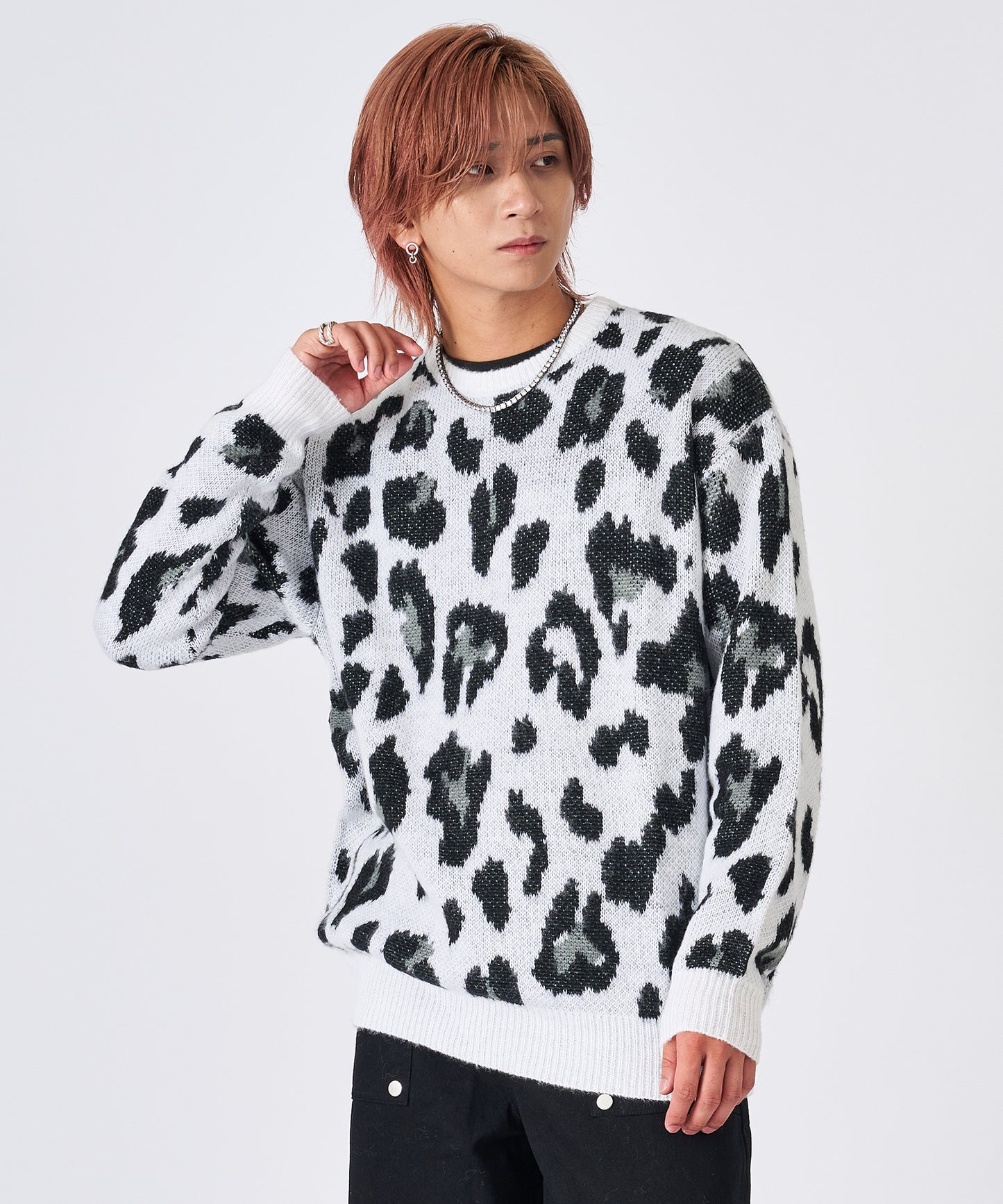 モヘアタッチレオパードニット