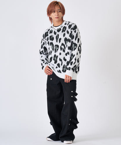 モヘアタッチレオパードニット