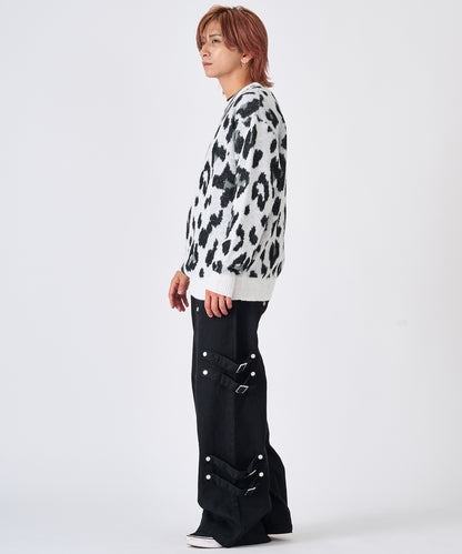 モヘアタッチレオパードニット