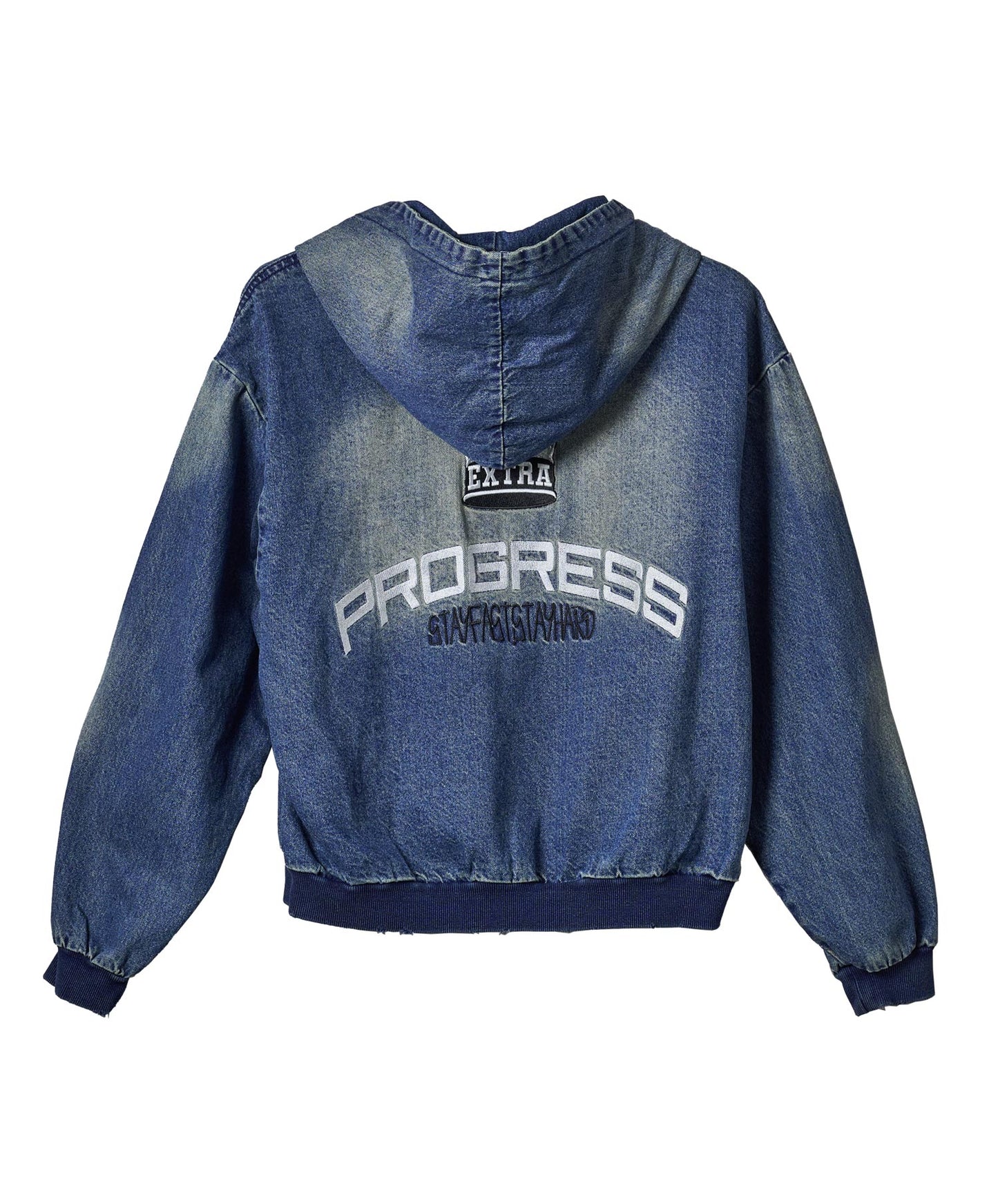 クラウン刺繡デニムZIPパーカー