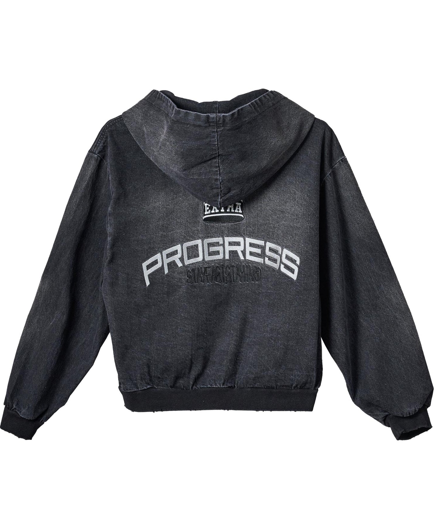 クラウン刺繡デニムZIPパーカー